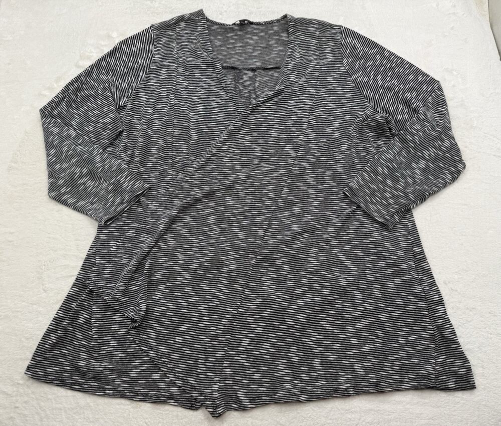 Lane Bryant Womens Black & White Long Sleeve Open Cardigan Plus Size 26/28